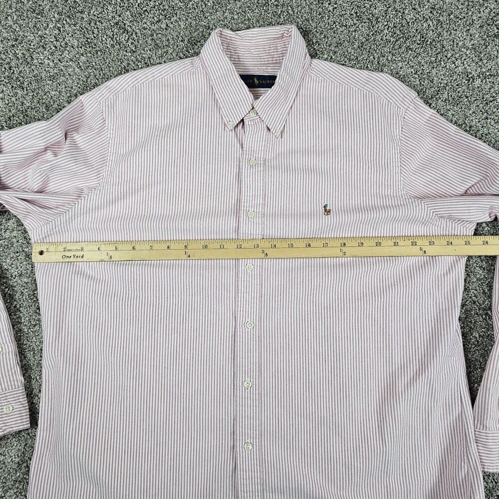 Ralph Lauren Shirt Mens XL Peach White Striped Oxford Long Sleeve Flesh Preppy - Picture 7 of 11